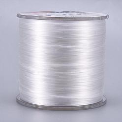 Blanco Cuerda de cristal elástica plana, hilo de cuentas elástico, para hacer la pulsera elástica, blanco, 0.5 mm, aproximadamente 328.08 yardas (300 m) / rollo