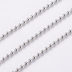Stainless Steel Color 304 Stainless Steel Ball Chains, with Spool, Round, Stainless Steel Color, 1.5mm, about 65.61 Feet(20m)/roll