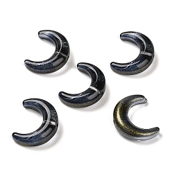 Negro Cuentas de murano hechas a mano degradadas, luna, negro, 16.5x13x5.5 mm, agujero: 1 mm