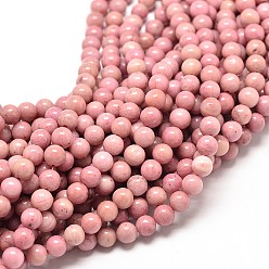 Rhodonite Natural Rhodonite Round Bead Strands, 6mm, Hole: 1mm, about 58~65pcs/strand, 16 inch