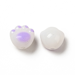 Pourpre Moyen Perles acryliques opaques, patte de chat, support violet, 11x12x9.7mm, Trou: 1.6mm