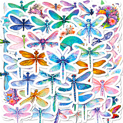 Mixed Color 50Pcs PVC Self-Adhesive Cartoon Dragonfly Stickers, Waterproof Insect Decals for Party Decorative Presents, Mixed Color, 30~60mm
