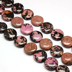 Rhodonite Natural Flat Round Rhodonite Beads Strands, 20x7~9mm, Hole: 1mm, about 20pcs/strand, 15.74 inch