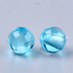 Sky Blue Transparent Plastic Beads, Round, Sky Blue, 6x5.5mm, Hole: 1.8mm, about 5000pcs/500g