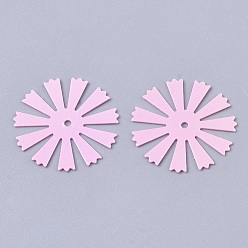 Pink Ornament Accessories, PVC Plastic Paillette/Sequins Beads, AB Color, Flower, Pink, 16x0.2mm, Hole: 1mm, about 10000pcs/500g