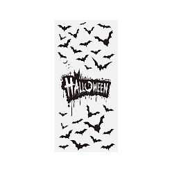 Noir 50 pcs sac de bonbons halloween en plastique transparent, halloween traiter cadeau sac cotillons, rectangle avec motif chauve-souris, noir, 27x13x0.01 cm