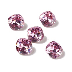 Pearl Pink Cubic Zirconia Cabochons, Pointed Back & Back Plated, Square, Pearl Pink, 10x10x6mm