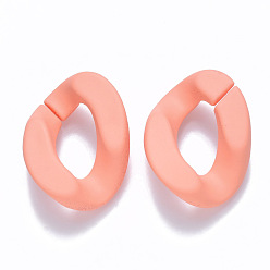 Light Salmon Opaque Spray Painted Acrylic Linking Rings, Quick Link Connectors, for Curb Chains Making, Twist, Light Salmon, 30x21x6mm, Inner Diameter: 16x8mm