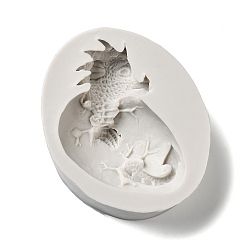 Gris Moldes de fundición de resina epoxi, moldes de silicona de grado alimenticio de dragón, gris, 80x66x19 mm, diámetro interior: 68x46 mm