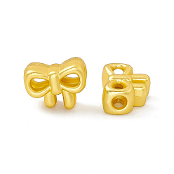 Matte Gold Color Rack Plating Alloy Beads, Cadmium Free & Lead Free & Nickle Free, Bowknot, Matte Gold Color, 11.5x14.5x7mm, Hole: 3.8mm