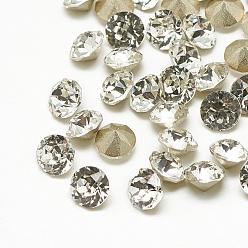 Cristal Señaló hacia cabujones de diamantes de imitación de cristal, espalda plateada, facetados, diamante, cristal, 6x5.5 mm
