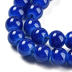 Королевский синий Выпечки окрашены имитация нефрита стекловолокна круглый шарик, королевский синий, 6.5 мм, отверстие : 1.5 мм, около 145 шт / нитка, 31.8 дюйм