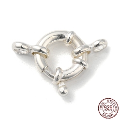 Silver 925 Sterling Silver Spring Ring Clasps, Silver, 21.5x10x2.5mm, Hole: 2.2mm
