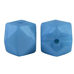 Озёрно--синий Восьмиугольные бусины из пищевого силикона, жевательные бусины для чайников, DIY уход за ожерельем, Плут синий, 17 мм