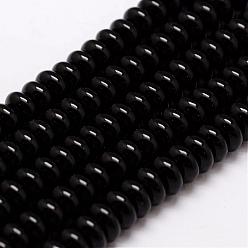 Black Natural Agate Bead Strands, Dyed, Rondelle, Black, 8.5x4mm, Hole: 1mm, about 98pcs/strand, 14 inch