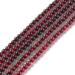 Garnet Natural Garnet Beads Strands, Round, 3mm, Hole: 0.6mm, about 138pcs/strand, 15.55 inch(39.5cm)