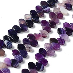 Purple Natural Agate Beads Strands, Dyed & Heated, Top Drilled, Teardrop, Purple, 8x5x3mm, Hole: 0.8~1mm, about 52~55pcs/strand, 7.48~7.87 inch(19~20cm)