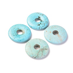 Bleu Ciel Pendentifs howlite naturelles, teint, disque de donut / pi, bleu ciel, largeur de l'anneau: 15 mm, 40x8mm, Trou: 10mm