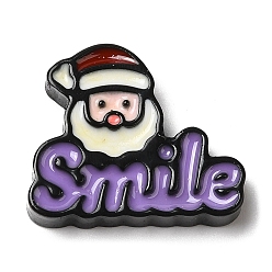Purple Christmas Opaque Resin Cabochons, Word Smile with Santa Claus, Purple, 21x25x5mm