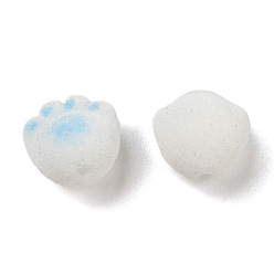 Azul Perlas de resina flocky, impresión de pata de gato, azul, 12x12.5x11 mm, agujero: 1.8 mm