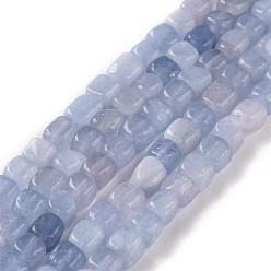 Acero Azul Claro Perlas de cuarzo natural de hebras, teñido y climatizada, cubo, azul acero claro, 5~7x5~7x5~7 mm, agujero: 0.8 mm, sobre 66~71 unidades / cadena, 14.80~ 15.08 pulgadas (37.6~38.3cm)