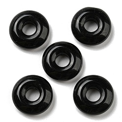Obsidian Natural Obsidian Pendants, Donut/Pi Disc Charms, 18~18.5x6mm, Hole: 5.5~6mm