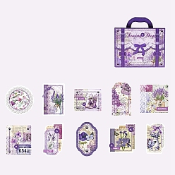 Фиолетовый 30шт 10 стили старинные цветочные бумажные декоративные наклейки, самоклеящиеся наклейки, для diy scrapbooking, фиолетовые, упаковка: 65x65x10мм, 3 шт / стиль