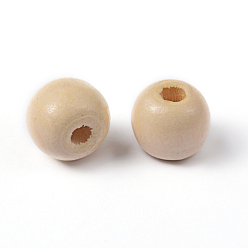 Wheat Natural Wood Beads, Round Wooden Large Hole Beads for Craft Making, Lead Free, Wheat, 12x10.5mm, Hole: 3mm, about 1800pcs/1000g