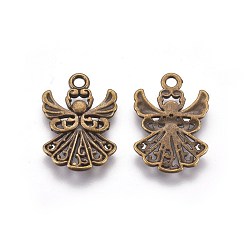 Antique Bronze Tibetan Style Alloy Pendants, Cadmium Free & Nickel Free & Lead Free, Angel, Antique Bronze, 20x14x1mm, Hole : 1.5mm
