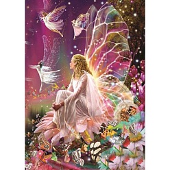 Angel & Fairy DIY Fairy Tale Theme Diamond Painting Kits, Including Canvas, Resin Rhinestones, Diamond Sticky Pen, Tray Plate and Glue Clay, Fairy Pattern, 400x300mm