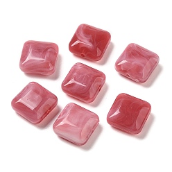 Rouge Indien Perles acryliques transparentes, carrée, rouge indien, 15.5x15.5x7.5mm, Trou: 1.6mm, environ327 pcs / 500 g