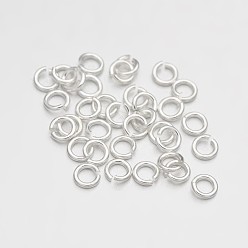 Серебро Латунные кольца прыжок открыт, серебряный цвет гальваническим, 18 датчик, 8x1 мм, Внутренний диаметр: 6 мм, о 3400 шт / 500 г