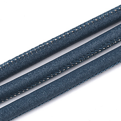Средно-синий ПУ кожаные шнуры, светло-синий, 5.5~6 мм, около 10.93 ярдов (10 м) / рулон