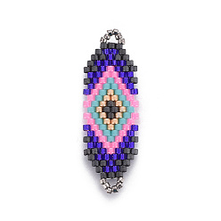 Colorful MIYUKI & TOHO Handmade Japanese Seed Beads Links, Loom Pattern, Colorful, 35~36.5x12.5x2mm, Hole: 2x3mm