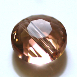 Персиковый Слойка Имитация Австрийские кристаллические шарики, класс AAA, граненые, плоско-круглые, розовые, 6x3.5 мм, отверстие : 0.7~0.9 мм