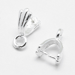 Silver 925 Sterling Silver Pendant Bails, Ice Pick & Pinch Bails, Silver, 3x3mm Inner Diameter, 8x5x3mm, Hole: 1.5mm, Pin: 0.6mm