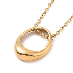 Golden Ion Plating(IP) 304 Stainless Steel Oval Pendant Necklace for Men Women, Golden, 15.5~16.5 inch(39~41cm) long
