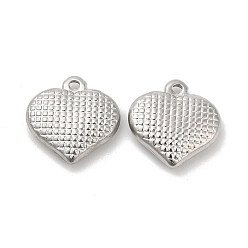 Stainless Steel Color 304 Stainless Steel Pendant, Heart Charm, Stainless Steel Color, 16x15.5x3.5mm, Hole: 1.5mm