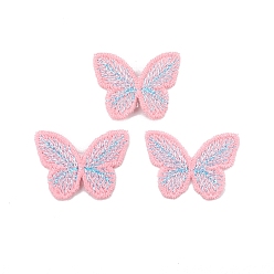 Pink Polyester Butterfly Cabochons, for Hair Accessories Making, Pink, 30x43mm