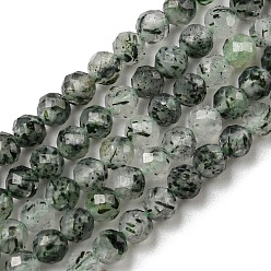 Cuarzo Rutilado Verdes naturales perlas de cuarzo rutilado hebras, aa grado, ronda facetas, 3 mm, agujero: 0.6 mm, sobre 120 unidades / cadena, 15.67 pulgada (39.8 cm)