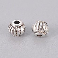 Antique Silver Tibetan Style Spacer Beads, Lead Free & Cadmium Free & Nickel Free, Lantern, Antique Silver, about 5mm in diameter, 4mm long, hole: 1.5mm