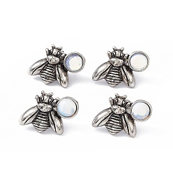 Opalite Opalite Bee Stud Earrings, Antique Silver Alloy Earrings with Brass Pins for Women, 15.5x20.5mm, Pin: 0.8mm