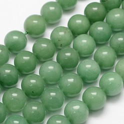 Темный Морско-зеленый Класс естественный зеленый авантюрин нити круглый шарик, темно-зеленый, 14 мм, отверстие : 1 мм, около 27 шт / нитка, 15.4 дюйм