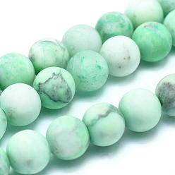 Turquoise Howlite naturelle rangées de perles, givré, teint, ronde, turquoise, 8mm, Trou: 1mm, environ 15.35 pouces ~ 15.74 pouces (39~40 cm) de long, 47~49 pcs / chapelet