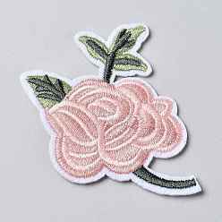 Colorful Computerized Embroidery Cloth Iron on/Sew on Patches, Costume Accessories, Appliques, Rose Shape, Colorful, 59x70x1.8mm