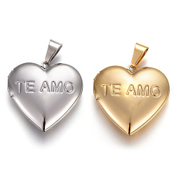 Mixed Color 304 Stainless Steel Locket Pendants, Photo Frame Charms for Necklaces, Heart with Tree of Life, Mixed Color, 29x29x6.5~7mm, Hole: 4.5x9mm, Inner Diameter: 20x21mm