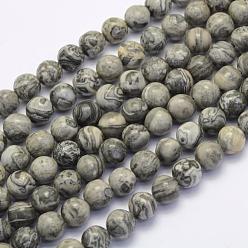 Pierre De Carte Carte naturelle pierre / pierre picasso / perles jaspe picasso, ronde, 8~8.5mm, Trou: 1mm, Environ 49 pcs/chapelet, 15.7 pouce (40 cm)