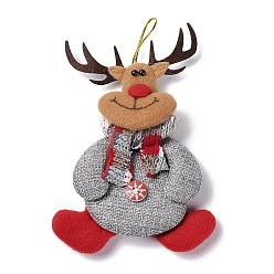 Cerf Noël en polyester avec décorations pendantes en résine, pour la décoration suspendue du sapin de Noël, cerf, 172x116x11mm
