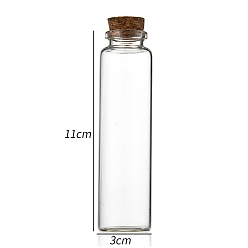 Clear Glass Bottle, with Cork Plug, Wishing Bottle, Column, Clear, 3x11cm, Capacity: 60ml(2.03fl. oz)