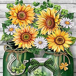 Flower DIY Scenery Theme Diamond Painting Kits, Including Canvas, Resin Rhinestones, Diamond Sticky Pen, Tray Plate and Glue Clay, Sunflower Pattern, 400x300mm